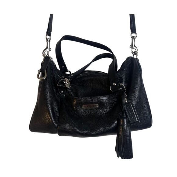 Coach Handbags - Coach Black Leather Avery Boston Barrel Crossbody HandBag Satchel Purse